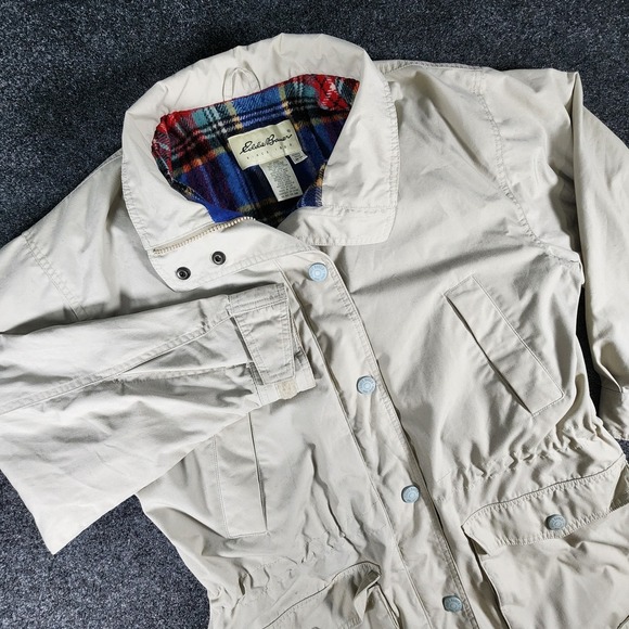 Eddie Bauer Wool Lined Mountain Parka Beige Utility‎ Chore Coat Women's Medium - Picture 2 of 9